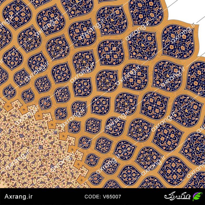 دانلود وکتور طرح نقش طاووس گنبد مسجد شیخ لطف الله اصفهان