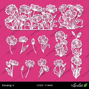 طرح برش لیزر گل‌های خطی مختلف - عکسرنگ - axrang